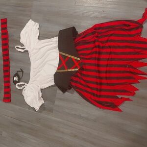 Women's Pirate Costume with Red and White Stripes